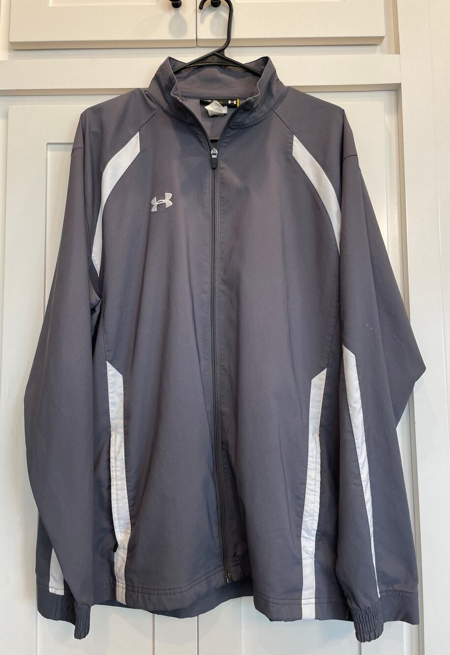 Under Armour Gray and White Track Jacket Large